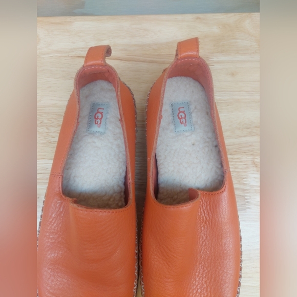 UGG Elodie Slipper shoes Terracotta Orange leather Shearling slip on 9 - Picture 2 of 7